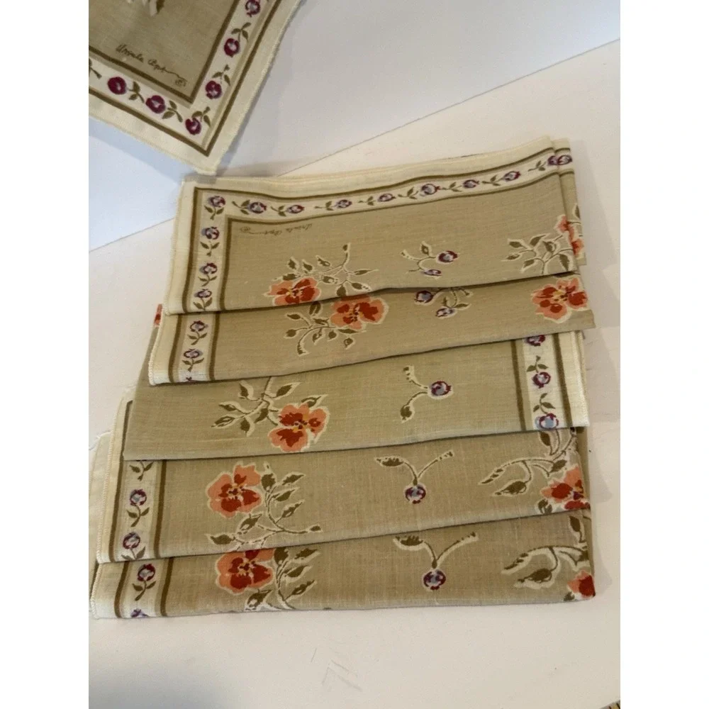 Vintage Fallani Cohn 6 Napkins Multicolor Floral Cottage Farm Artist Signed 17